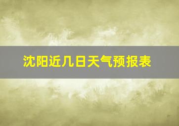 沈阳近几日天气预报表