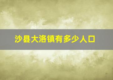 沙县大洛镇有多少人口