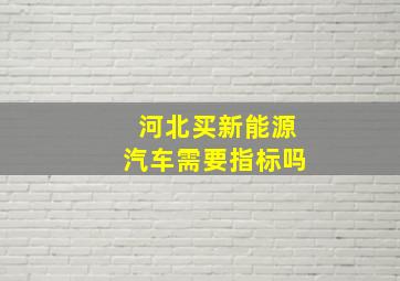 河北买新能源汽车需要指标吗