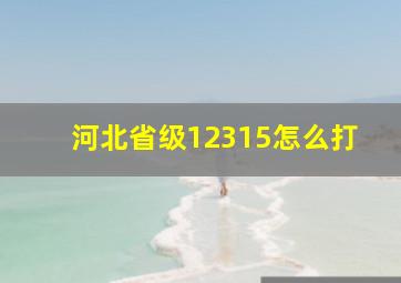 河北省级12315怎么打