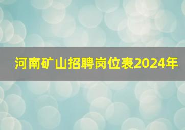 河南矿山招聘岗位表2024年