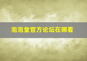 泡泡堂官方论坛在哪看