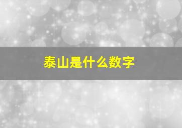 泰山是什么数字