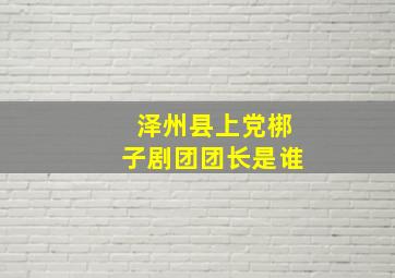 泽州县上党梆子剧团团长是谁