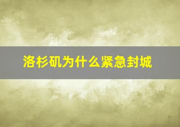 洛杉矶为什么紧急封城