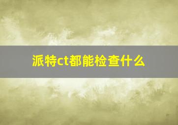 派特ct都能检查什么