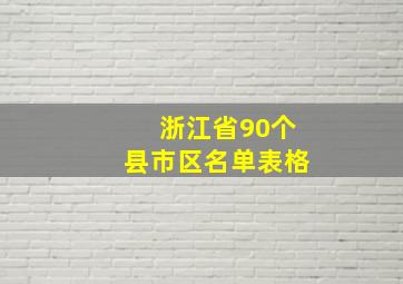 浙江省90个县市区名单表格