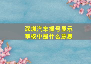 深圳汽车摇号显示审核中是什么意思