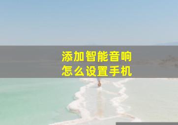 添加智能音响怎么设置手机