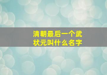 清朝最后一个武状元叫什么名字