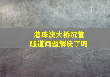 港珠澳大桥沉管隧道问题解决了吗