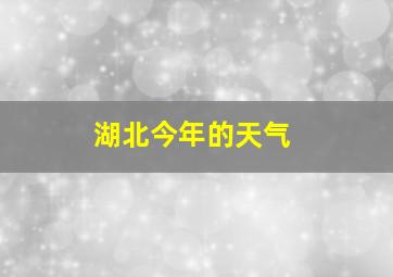 湖北今年的天气