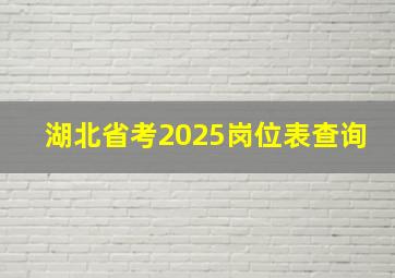 湖北省考2025岗位表查询