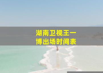 湖南卫视王一博出场时间表