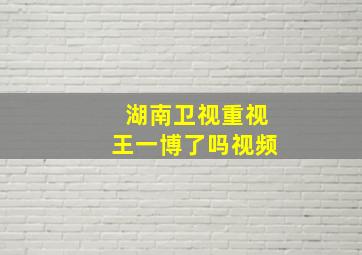 湖南卫视重视王一博了吗视频