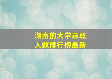 湖南的大学录取人数排行榜最新