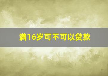 满16岁可不可以贷款