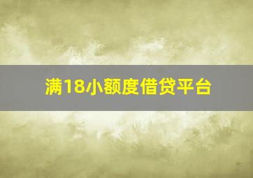 满18小额度借贷平台