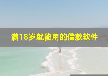 满18岁就能用的借款软件