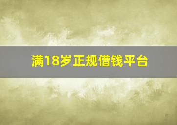 满18岁正规借钱平台