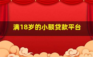 满18岁的小额贷款平台