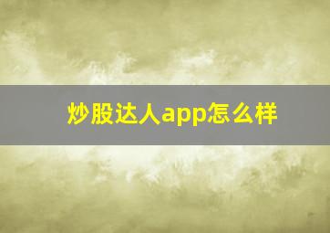 炒股达人app怎么样