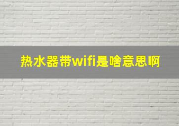 热水器带wifi是啥意思啊