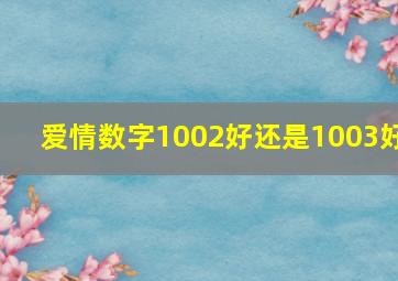 爱情数字1002好还是1003好