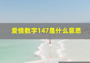 爱情数字147是什么意思