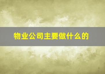 物业公司主要做什么的