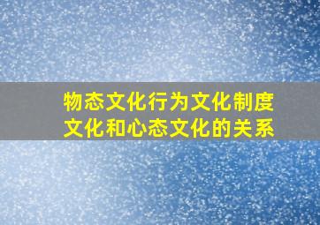 物态文化行为文化制度文化和心态文化的关系