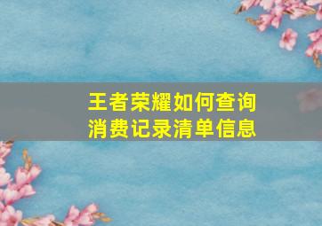 王者荣耀如何查询消费记录清单信息