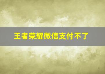 王者荣耀微信支付不了