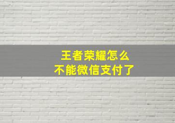 王者荣耀怎么不能微信支付了