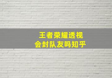 王者荣耀透视会封队友吗知乎