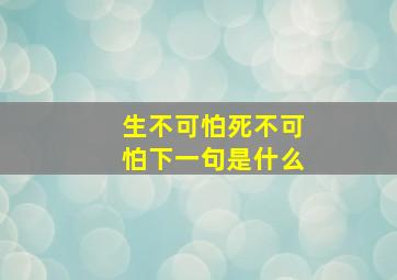 生不可怕死不可怕下一句是什么