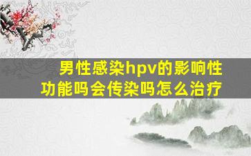 男性感染hpv的影响性功能吗会传染吗怎么治疗