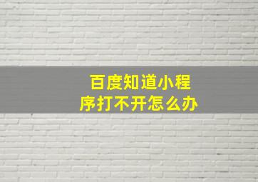 百度知道小程序打不开怎么办