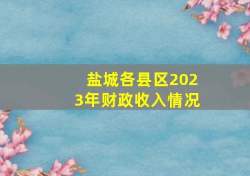 盐城各县区2023年财政收入情况