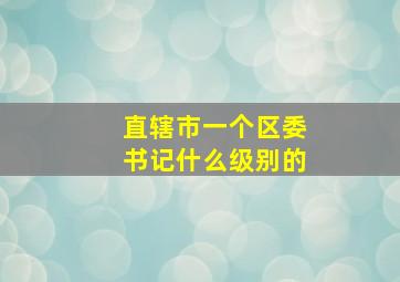 直辖市一个区委书记什么级别的