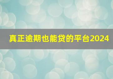 真正逾期也能贷的平台2024