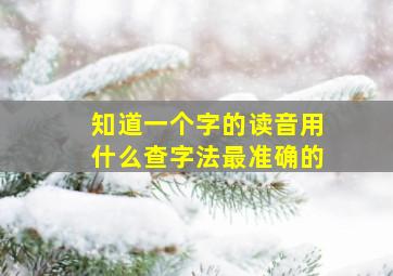 知道一个字的读音用什么查字法最准确的