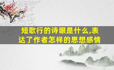 短歌行的诗眼是什么,表达了作者怎样的思想感情