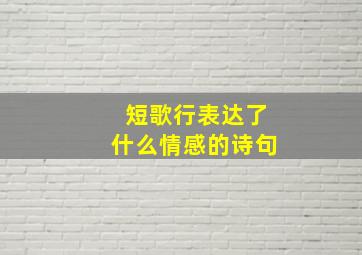 短歌行表达了什么情感的诗句