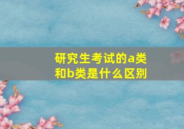 研究生考试的a类和b类是什么区别