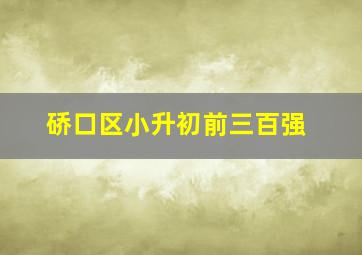 硚口区小升初前三百强