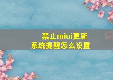 禁止miui更新系统提醒怎么设置