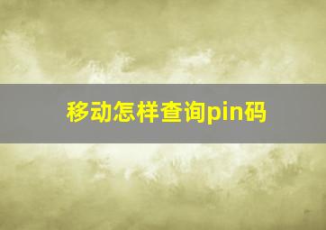 移动怎样查询pin码