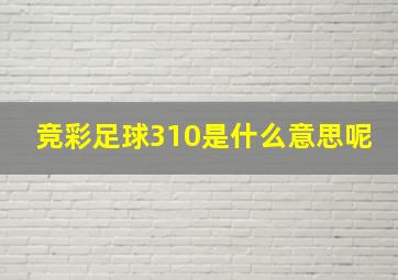 竞彩足球310是什么意思呢