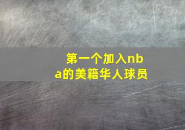 第一个加入nba的美籍华人球员